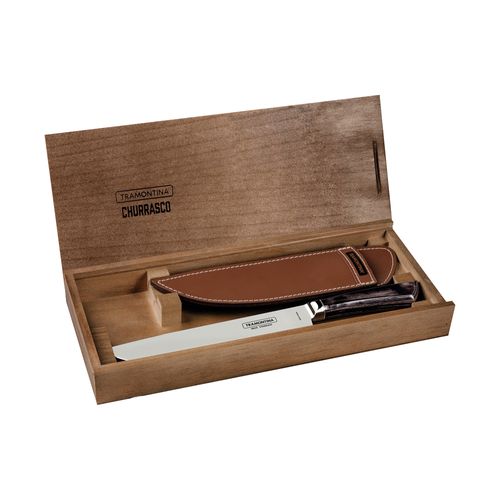 Faca Campeira para Churrasco Tramontina 29899550 8" com Estojo de Madeira Castanho