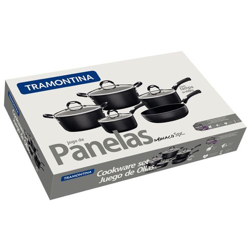 Jogo de Panelas Antiaderentes Tramontina Mônaco 20899050 Preto