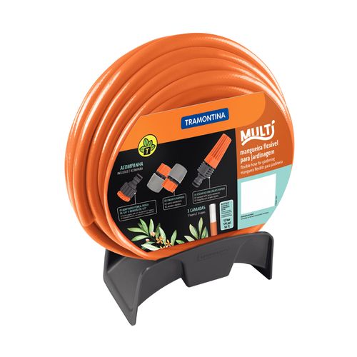 Mangueira Tramontina Multi 1/2" com Suporte e Acessórios Laranja