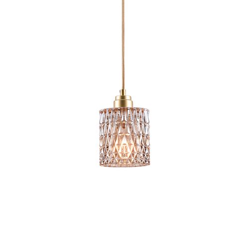 Lustre Pendente Blumenau Conhaque Pequeno Dourado E27 Bivolt