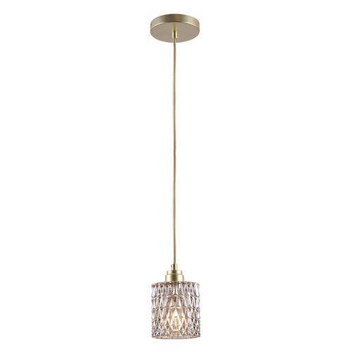 Lustre Pendente Blumenau Conhaque Pequeno Dourado E27 Bivolt