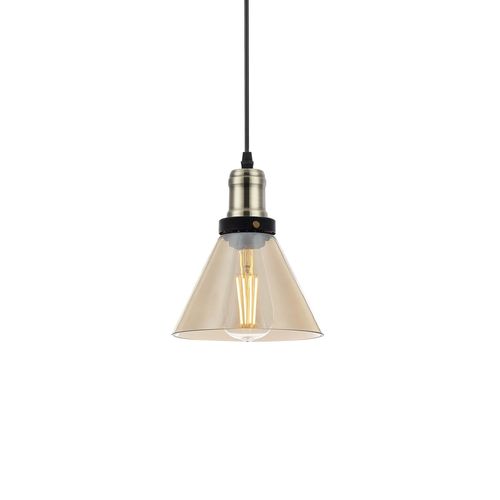 Lustre Pendente Blumenau Vintage Cone Âmbar E27 Bivolt