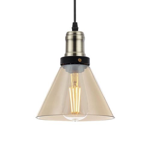 Lustre Pendente Blumenau Vintage Cone Âmbar E27 Bivolt