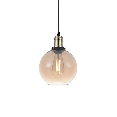 Lustre Pendente Blumenau Vintage Globo Âmbar E27 Bivolt