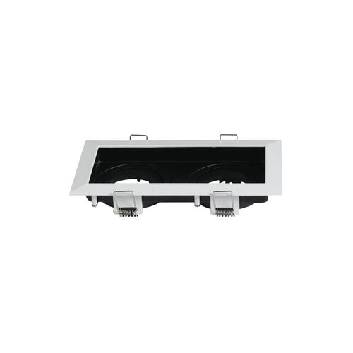 Spot De Embutir Recuado Blumenau Para 2 Lâmpadas Mr16 Gu10 Retangular Bivolt Branco / Preto