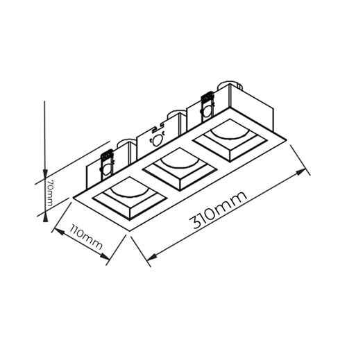 Spot de Embutir Newline Flat para 3 Lâmpadas Par 20 E27 Bivolt