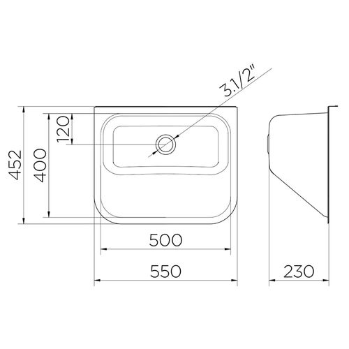 Tanque de Parede Docol Monobloco 01704504 55x45 Inox Polido