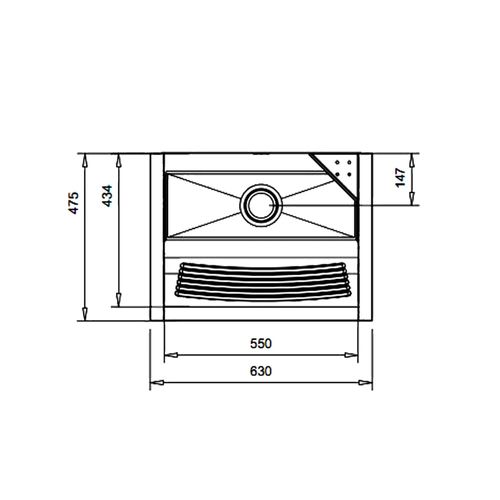 Tanque de Parede Docol Reto 017049CH 63x47 Inox Alto Brilho