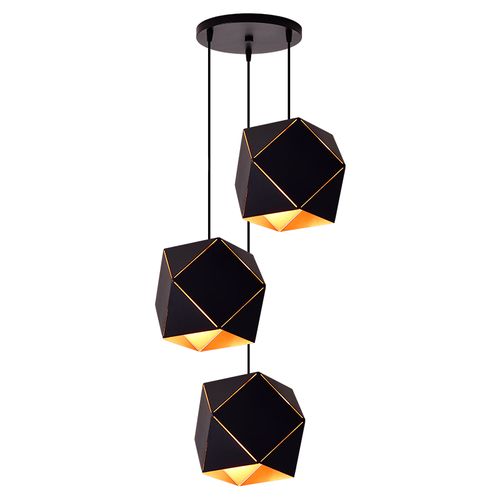 Lustre Pendente Startec RPX Faces 3 Preto E27 Bivolt