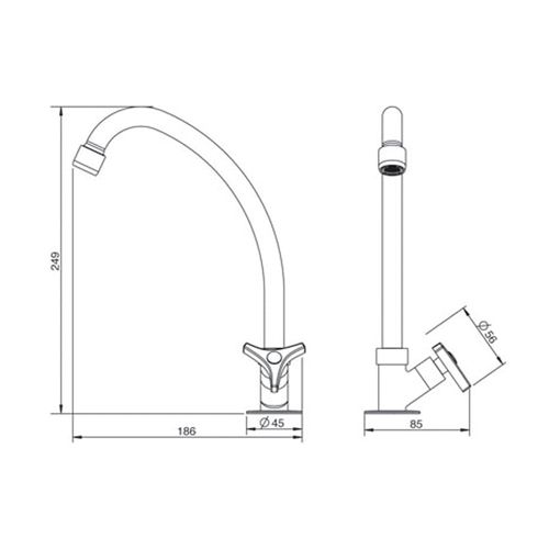 Torneira Lorenzetti LorenWay 1167 C30 com Bica Alta de Bancada Cromada