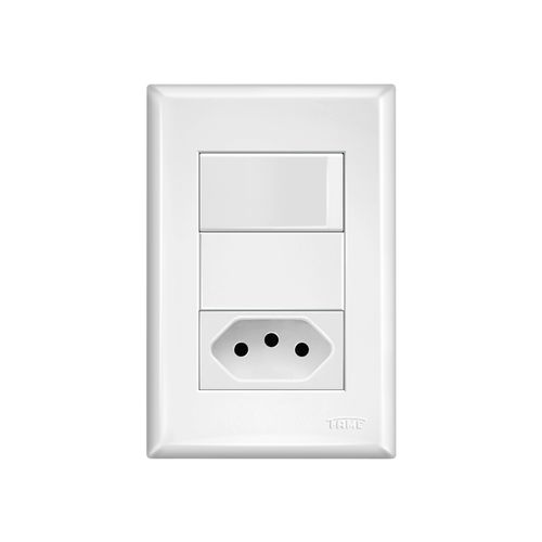 Interruptor Paralelo e Tomada 2P+T 10A Fame Evidence com Placa 4x2 Branco