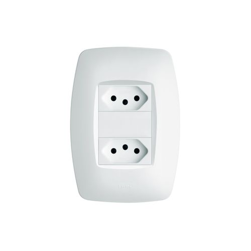 Tomada Dupla Fame Elegance 2P+T 10A com Placa 4x2 Branca