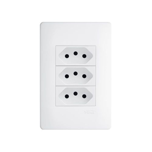 Tomada Tripla Fame Habitat 2P+T 20A com Placa 4x2 Branco