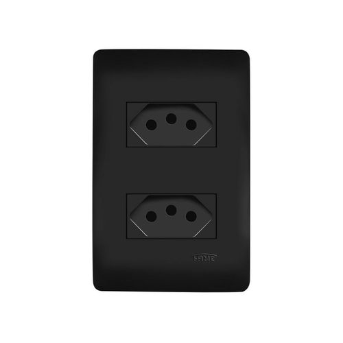 Tomada Dupla Fame Habitat Black 2P+T 20A com Placa 4x2 Preta