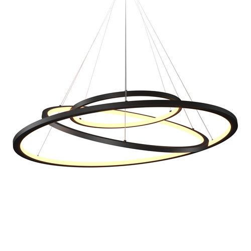 Lustre Pendente Orluce Tabat OR1755 com 3 Aros 80/60/40cm Preto Led Bivolt
