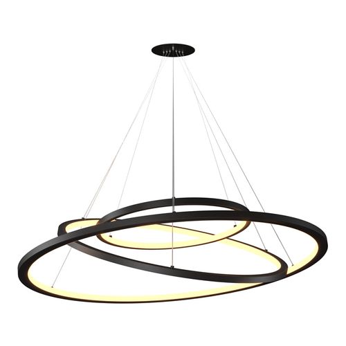 Lustre Pendente Orluce Tabat OR1755 com 3 Aros 80/60/40cm Preto Led Bivolt