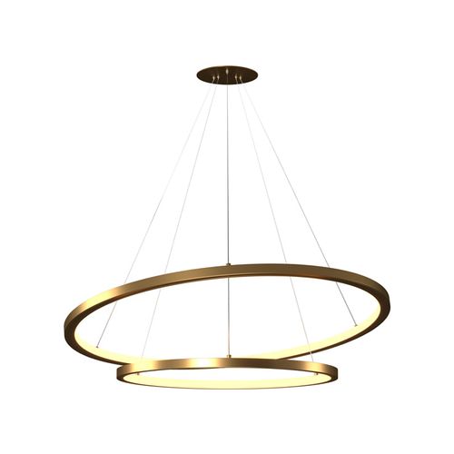 Lustre Pendente Orluce Tabat OR1790 com 2 Aros 60/40cm Dourado Led Bivolt