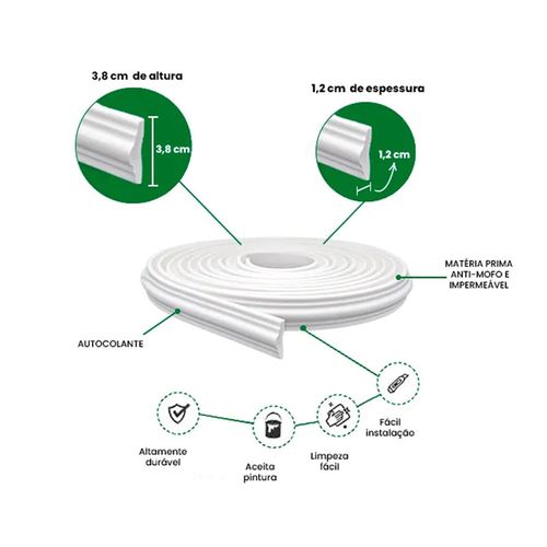Boiserie Rodameio de EVA Autocolante RM61 3,8cm Branco