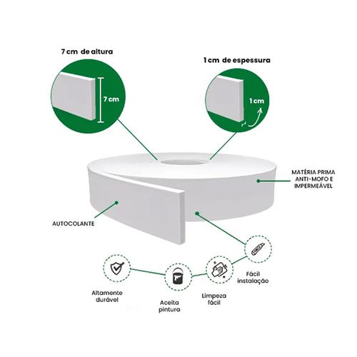 Rodapé de EVA Autocolante RP43 7cm Branco