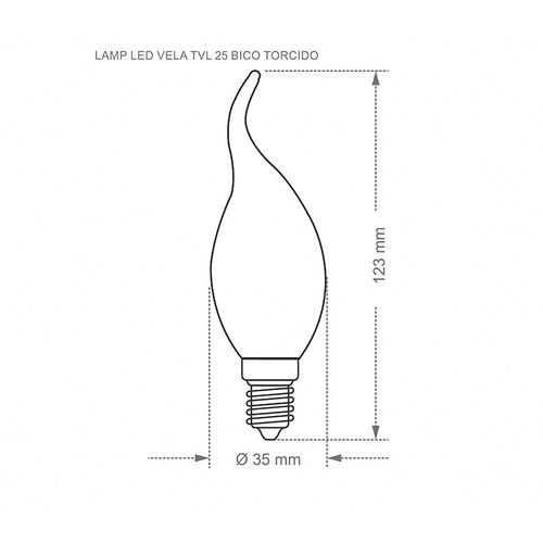 Lâmpada Led Taschibra Vela Bico Torcido 3W E14 Bivolt