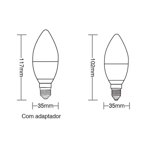 Lâmpada Led Taschibra Vela 3W Clara E14 Bivolt