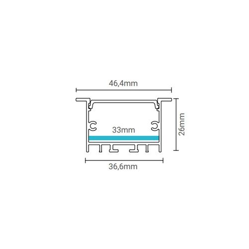 Perfil de Embutir Largo para Fita Led Luminatti LM988 com 1 metro Branco
