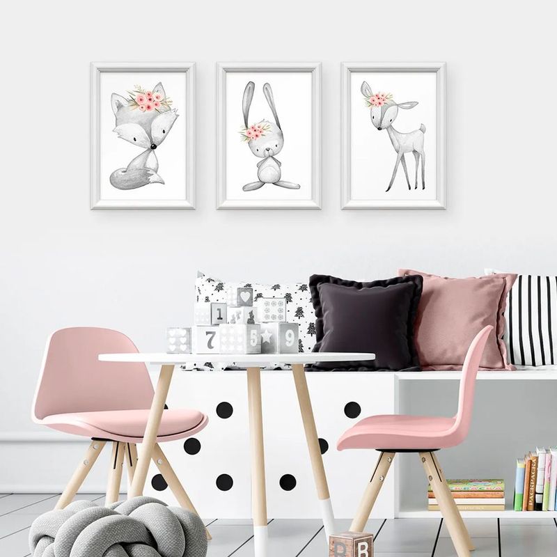kit-3-quadros-decorativos-meu-rodape-bichos-cinza-com-flores-24x34-2