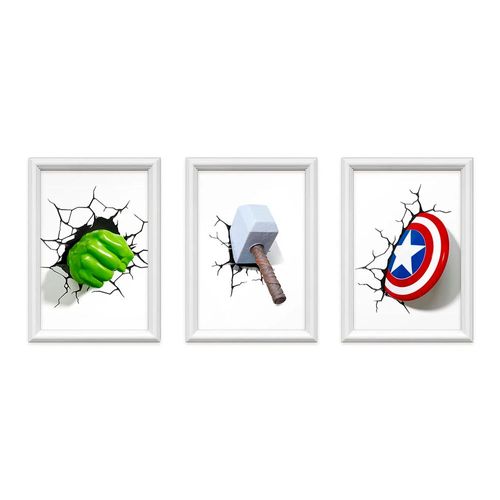 Kit 3 Quadros Decorativos Meu Rodapé Heróis 24x34