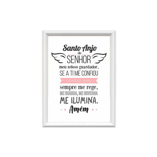 Quadro Decorativo Meu Rodapé Santo Anjo Rosa 34x44