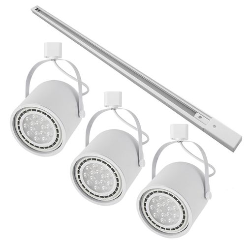 Kit Trilho 1 Metro com 3 Spots Nordecor Bell AR111 GU10 Bivolt Branco