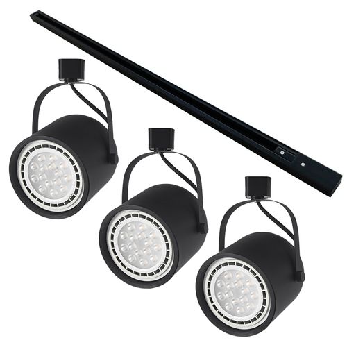 Kit Trilho 1 Metro com 3 Spots Nordecor Bell AR111 GU10 Bivolt Preto
