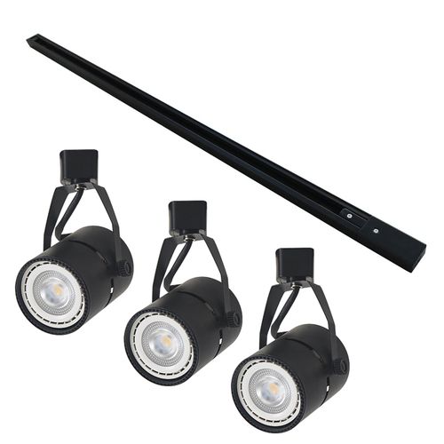 Kit Trilho 1 Metro com 3 Spots Nordecor Classic AR70 GU10 Bivolt Preto