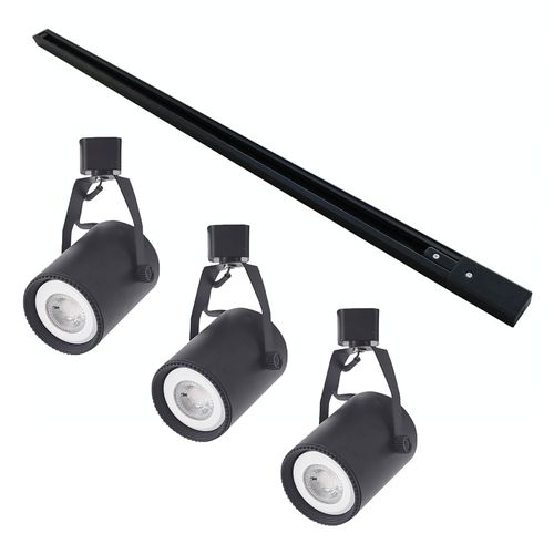 Kit Trilho 1 Metro com 3 Spots Nordecor Lille Par 20 E27 Bivolt Preto
