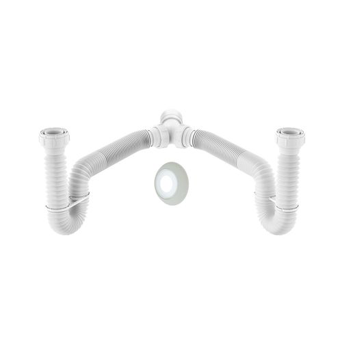 Sifão Duplo Sanfonado Extensível Censi 1,5m Branco