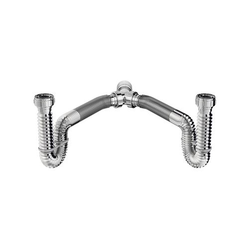 Sifão Duplo Sanfonado Extensível Censi 72cm Cromado