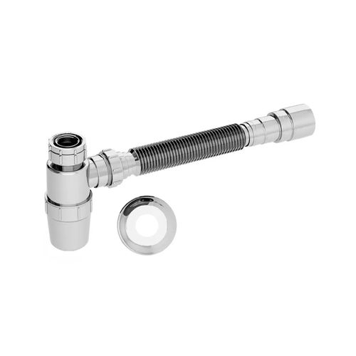 Sifão Sanfonado Extensível Censi com Copo Horizontal 78,5cm Cromado