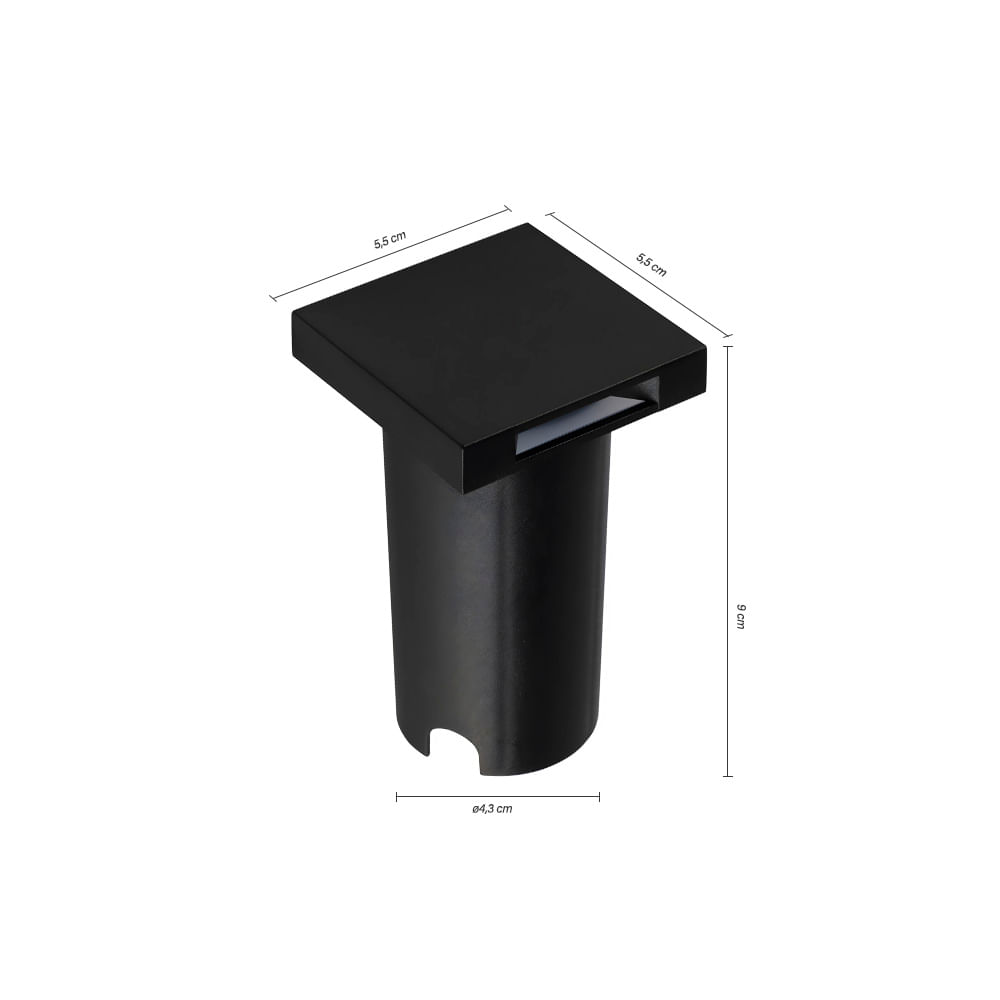 Encontraproduto.com.br - Spot Embutido De Solo Balizador Preto 2 Fachos Led  3000k Qr