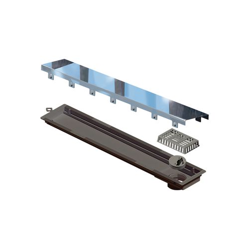 Ralo Linear Novii Seco 4220 50cm Saída na Extremidade com Tampa Inox Polida