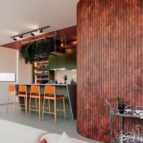 Painel Ripado Laminado de EVA Autocolante RPDOD 10cm Linha Urban Plus Corten