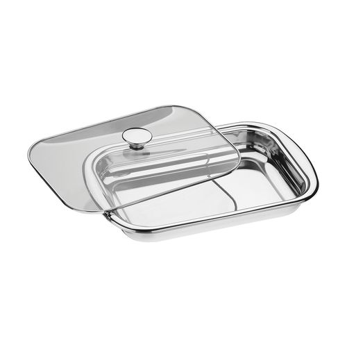 Assadeira Tramontina Cosmos Retangular 61315394 Inox com Tampa de Vidro