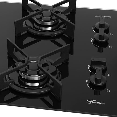 Cooktop a Gás Fischer Fit Line Tripla Chama com 4 Bocas Preto