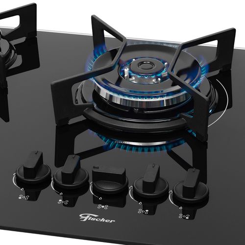 Cooktop a Gás Fischer Fit Line Tripla Chama com 5 Bocas Preto