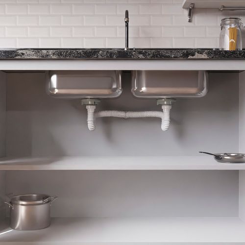 Sifão Duplo Sanfonado Extensível Blukit 70cm Branco Universal
