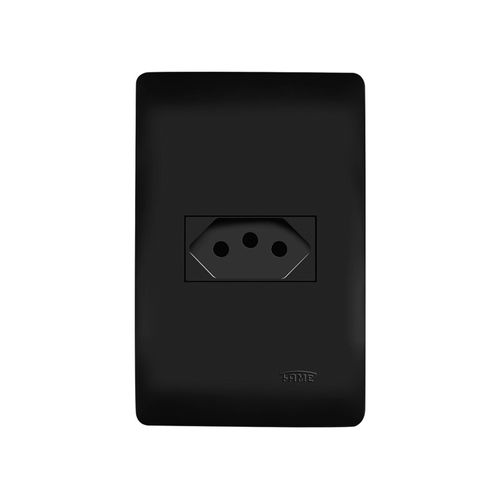 Tomada Fame Habitat Black 2P+T 10A com Placa 4x2 Preta