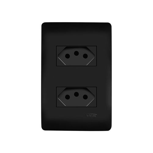 Tomada Dupla Fame Habitat Black 2P+T 10A com Placa 4x2 Preta