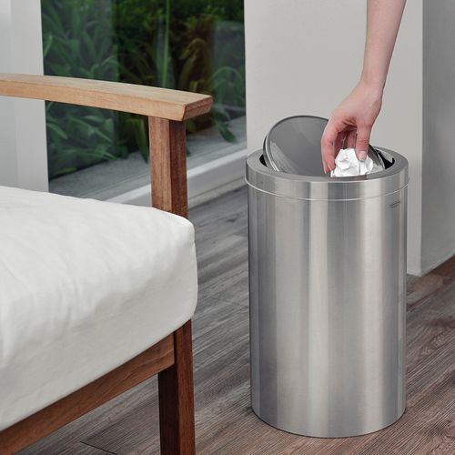 Lixeira Tramontina Swing Basculante 20L Redonda Inox Acetinado