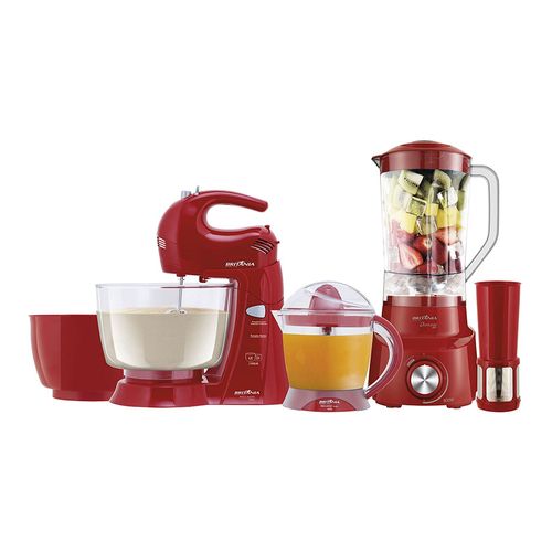 Kit Cozinha Britânia 3 em 1 Batedeira, Liquidificador e Espremedor Vermelho